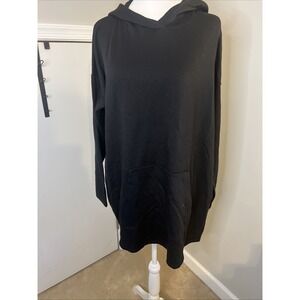Eileen Fisher Black‎ Hug Tencel Organic Cotton Hooded Sweatshirt M Quiet luxury